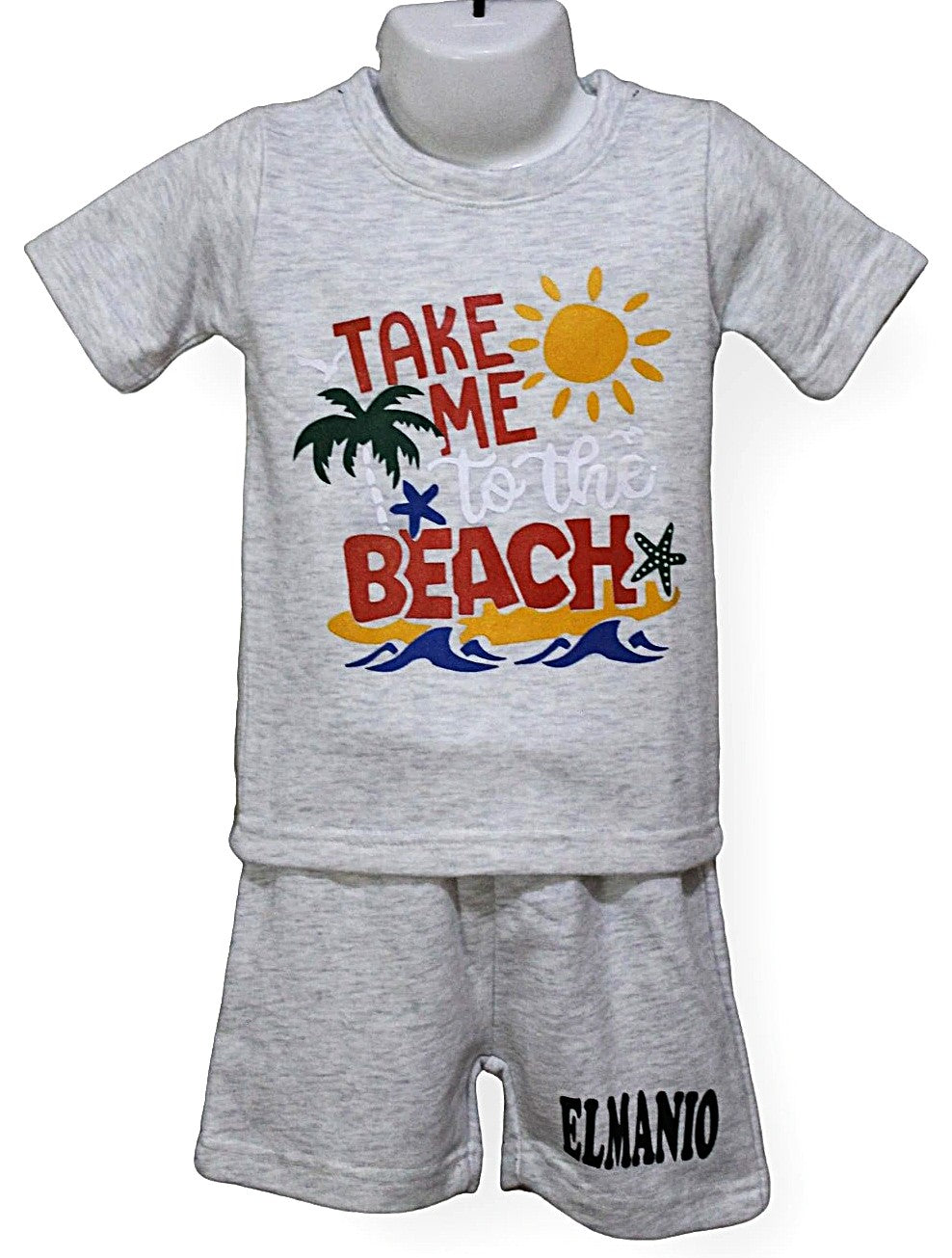 Beach Tree Pattern Kids 2pcs Casual Outfit For Summer Beach Holiday - El Manio
