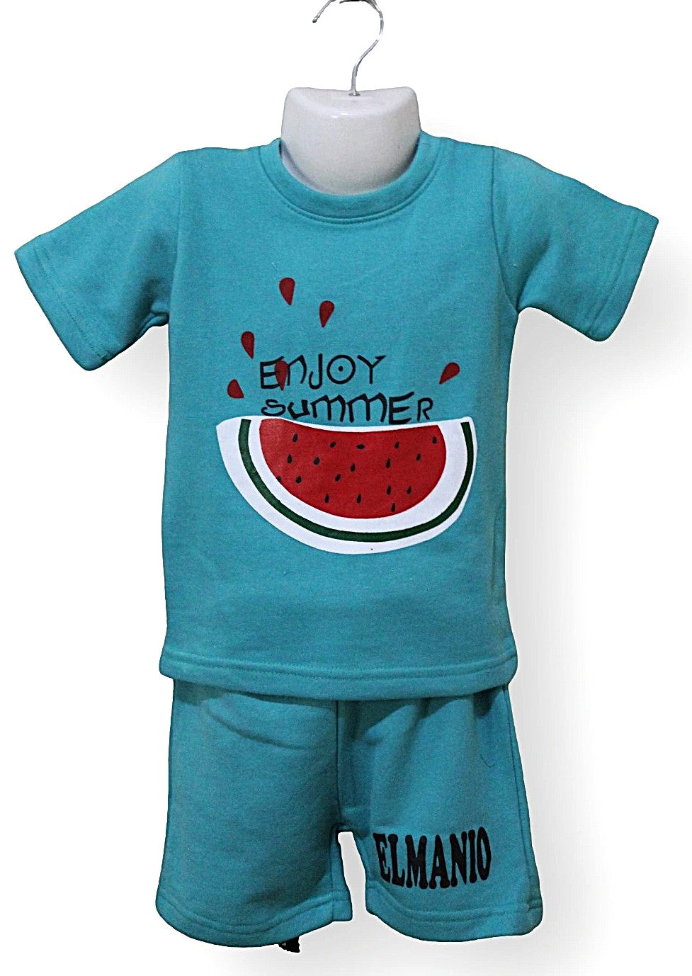 Kids Comfortable Versatile Trendy Watermelon Print Tee with Shorts 2pc Outfits - El Manio