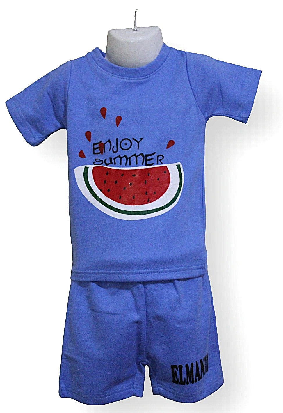 Kids Comfortable Versatile Trendy Watermelon Print Tee with Shorts 2pc Outfits - El Manio
