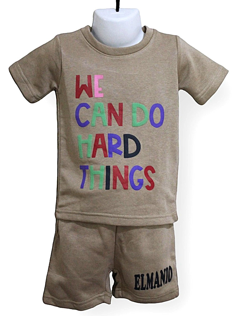 2pc Kids Streetwear Motivational Printed Short Sleeve Tee And Shorts - El Manio
