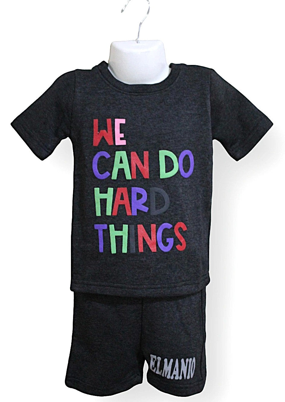 2pc Kids Streetwear Motivational Printed Short Sleeve Tee And Shorts - El Manio