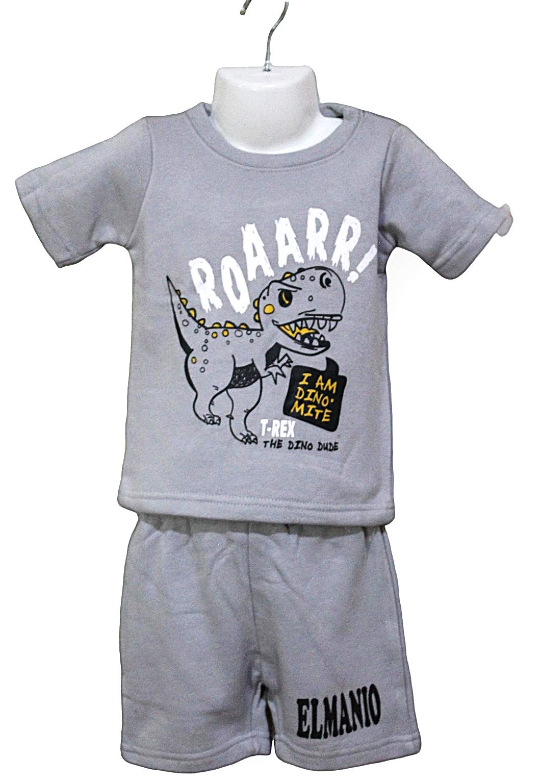 Dino Dude Print Kids Casual 2pcs Cool Outfits For Outdoor Activities - El Manio