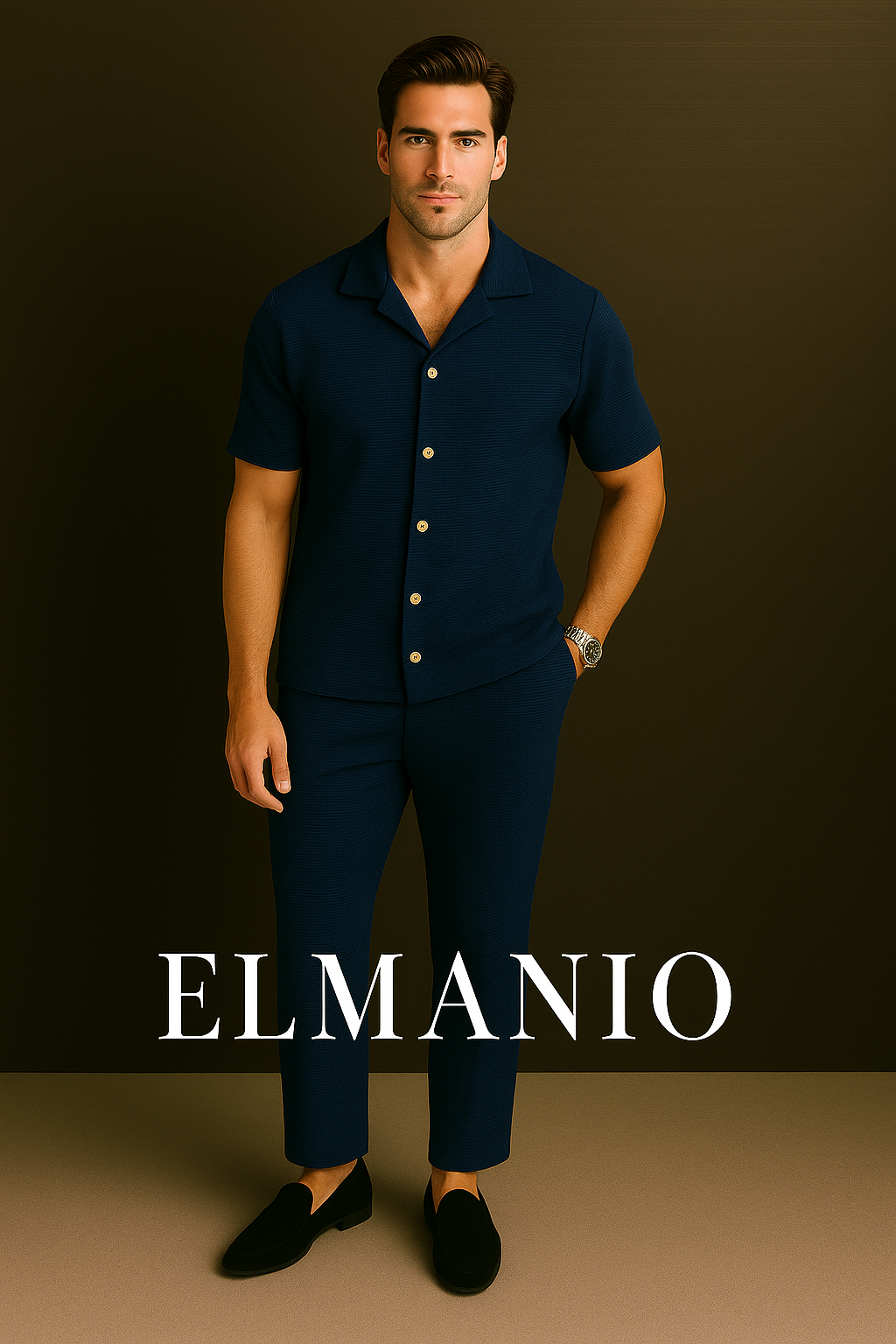 Men Solid Color Summer 2pc with EL MANIO printed Comfortable Versatile Outfit (FREE DELIVERY) - El Manio