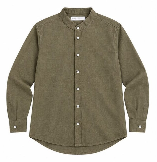 Get All 4 Colors for Only 249 AED! Premium Viscose-Linen Band Collar Shirt Collection