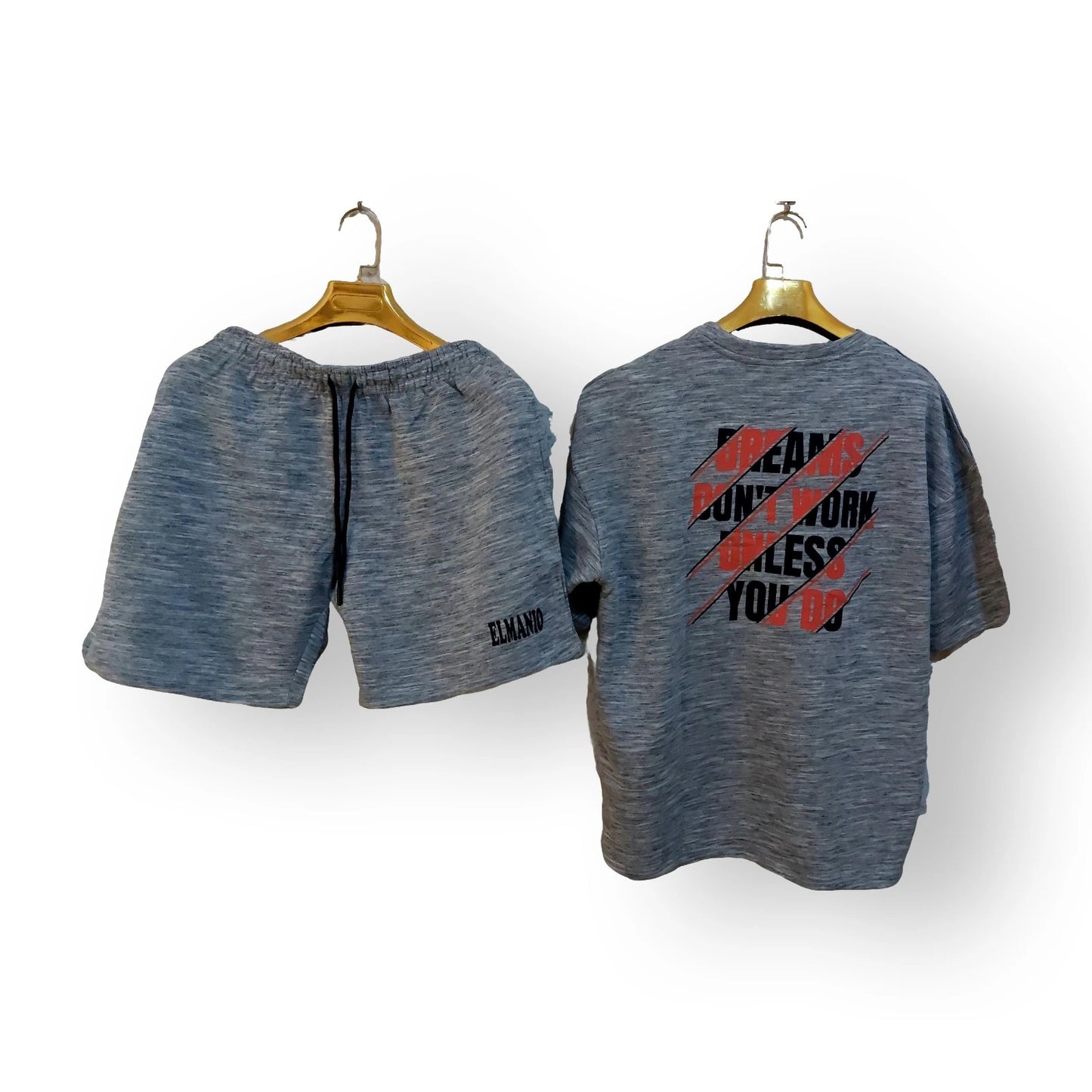 Men's Fashion DREAM WORK Print Loungewear Oversized 2pc Set - El Manio