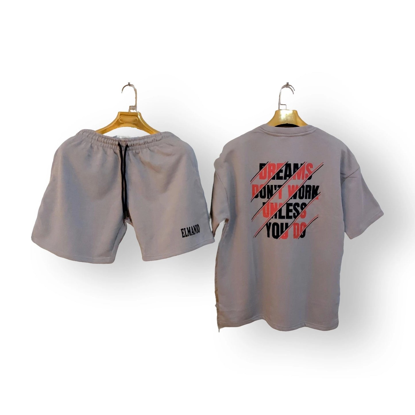 Men's Fashion DREAM WORK Print Loungewear Oversized 2pc Set - El Manio