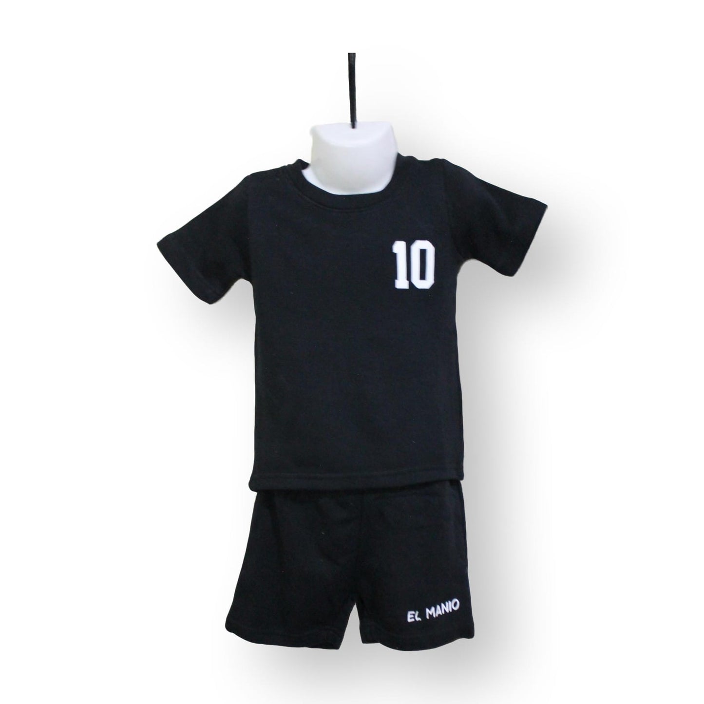 2pcs Kids Casual Versatile Short Sleeve Black T-shirt & Shorts Set - El Manio