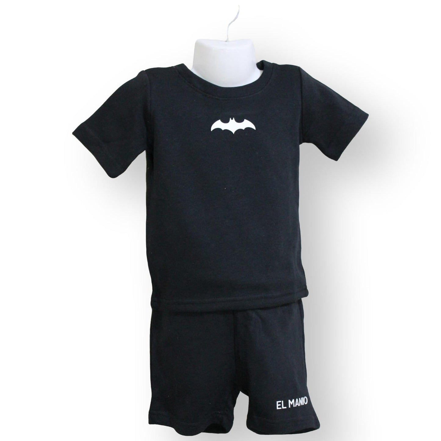 2pcs Kids Casual Versatile Short Sleeve Black T-shirt & Shorts Set - El Manio