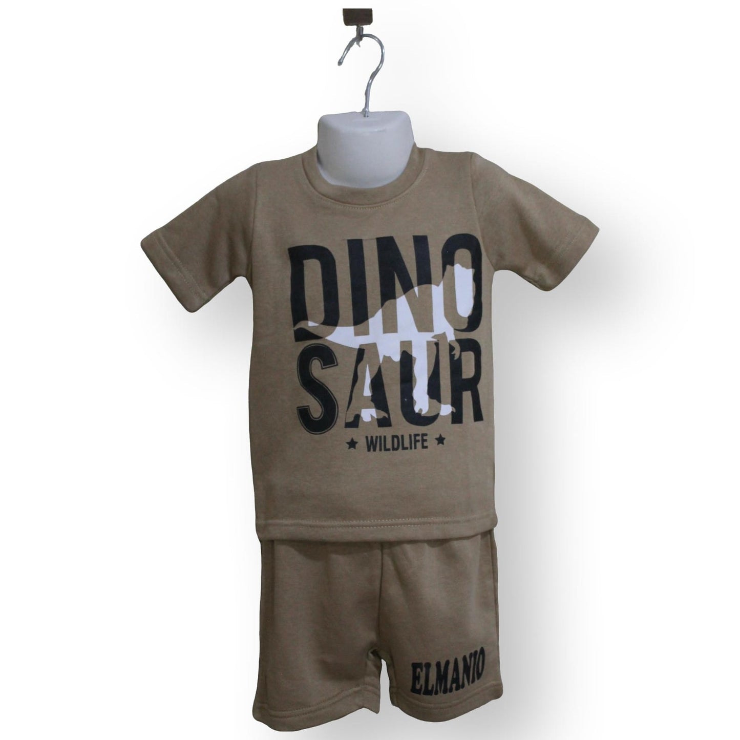 Kids 2pc Casual Dino WildLife Print Short Sleeve Tee And Shorts for Summer - El Manio