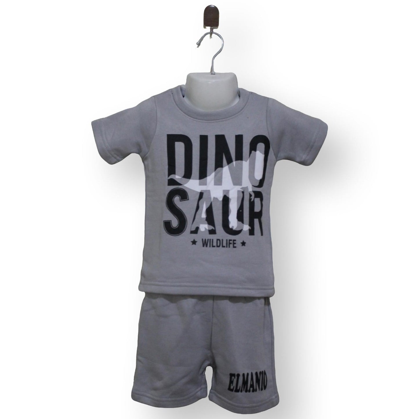 Kids 2pc Casual Dino WildLife Print Short Sleeve Tee And Shorts for Summer - El Manio