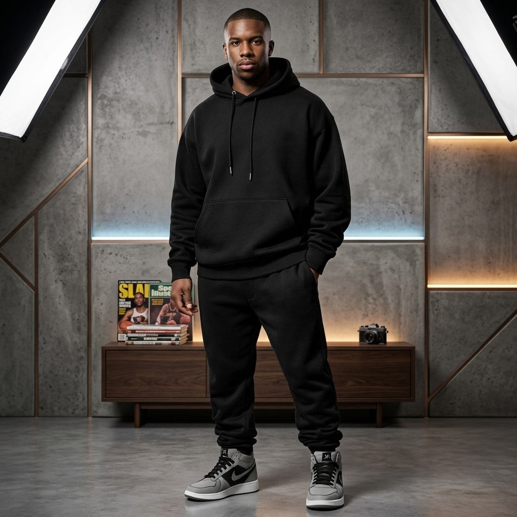 Ultimate Heavyweight Oversized Tracksuit HOODIES SET IN BLACK COLOUR