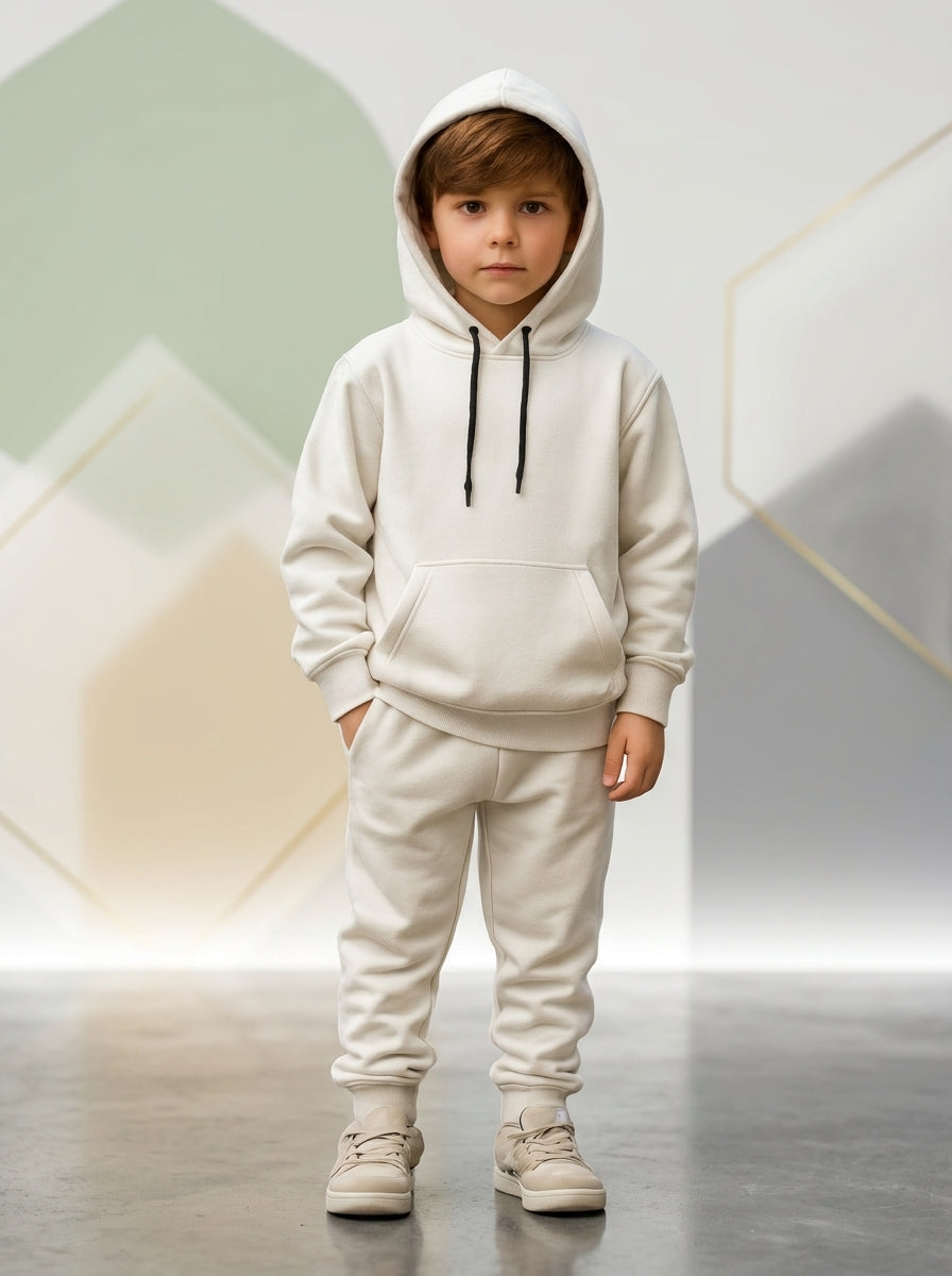 Premium Kids Heavyweight Terry Fleece Tracksuit OFF-WHITE HOODIE SETS