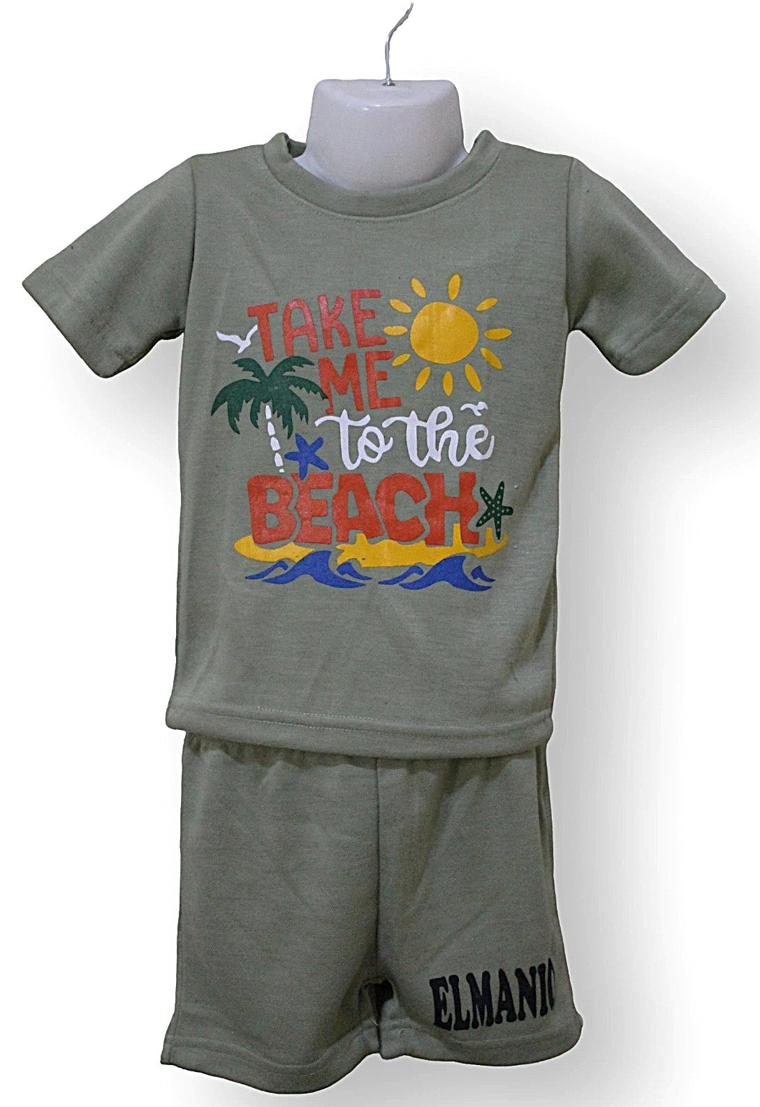 Beach Tree Pattern Kids 2pcs Casual Outfit For Summer Beach Holiday - El Manio