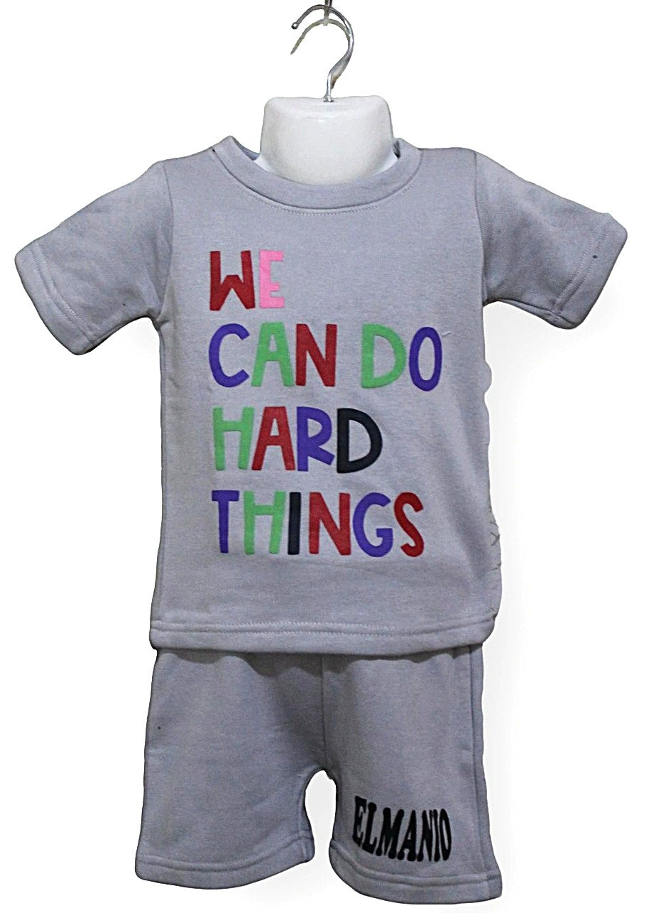 2pc Kids Streetwear Motivational Printed Short Sleeve Tee And Shorts - El Manio