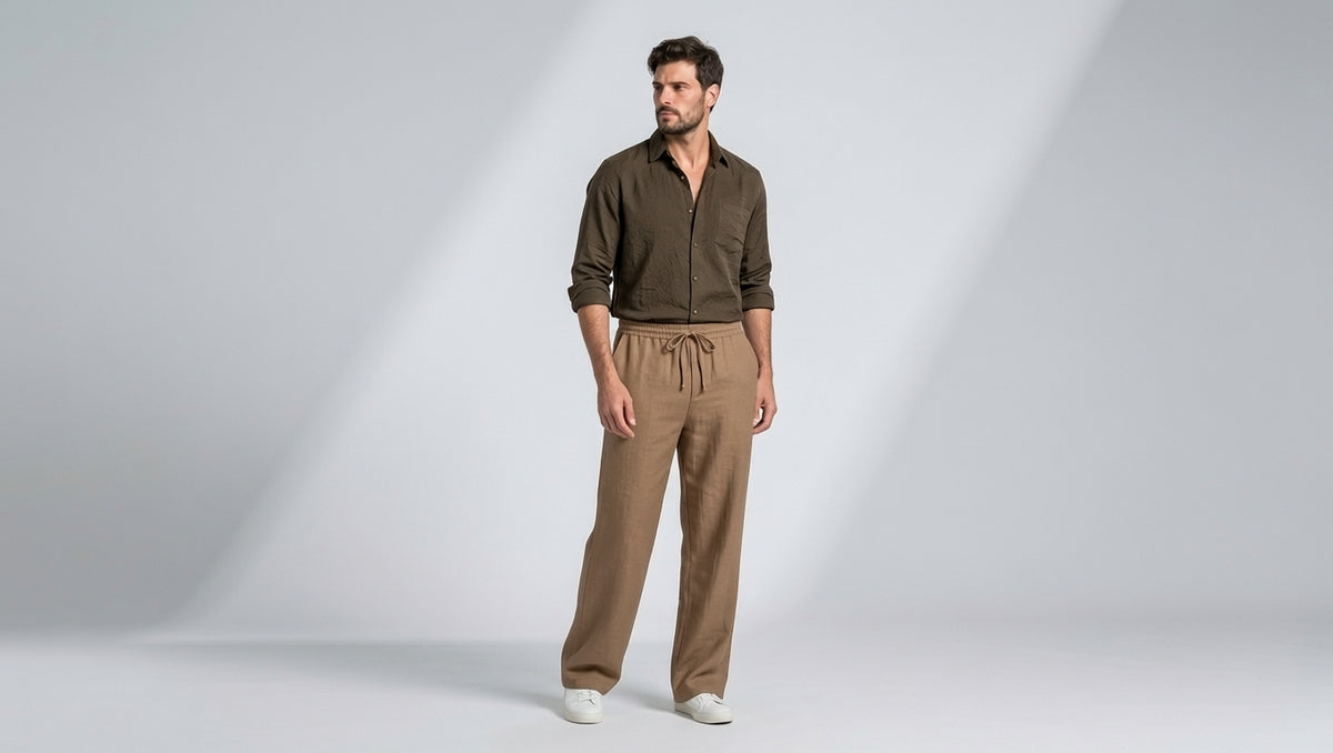 BUY ANY 2 SETS FOR JUST 167AED  SATIN CRINKLE SHIRT x PREMIUM LINEN VISCOSE TROUSERS