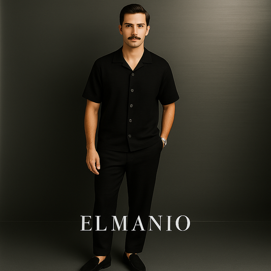 Men Solid Color Summer 2pc with EL MANIO printed Comfortable Versatile Outfit (FREE DELIVERY) - El Manio