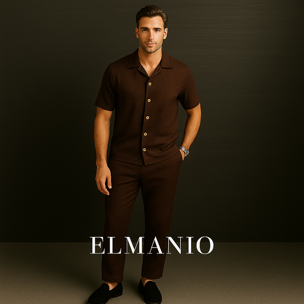 Men Solid Color Summer 2pc with EL MANIO printed Comfortable Versatile Outfit (FREE DELIVERY) - El Manio