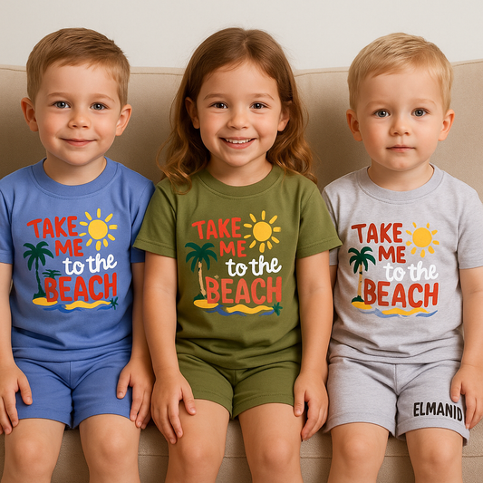 Beach Tree Pattern Kids 2pcs Casual Outfit For Summer Beach Holiday - El Manio