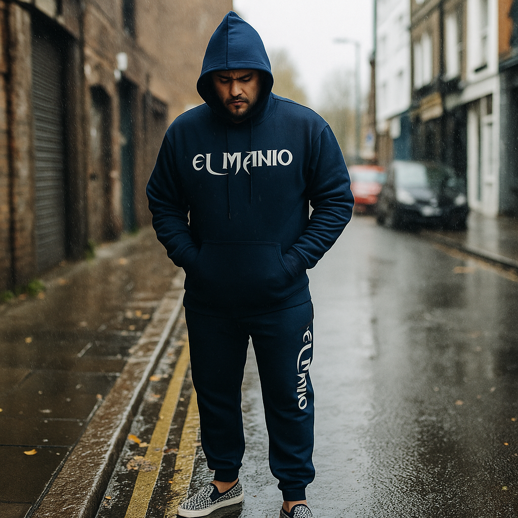 Men’s Terry Fleece Drop Shoulder Hoodie Set – NAVY BLUE (400 GSM, M–XL) - El Manio