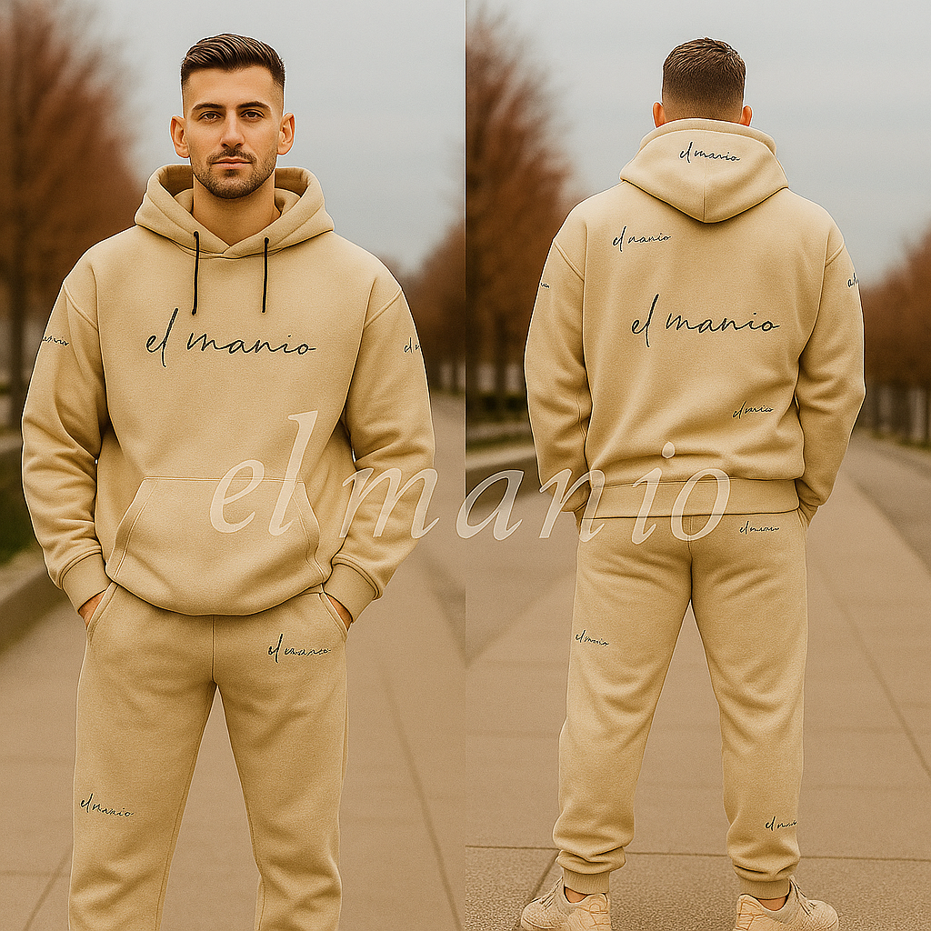 Men’s Terry Fleece Drop Shoulder Hoodie Set – (400 GSM, M–XL) - El Manio