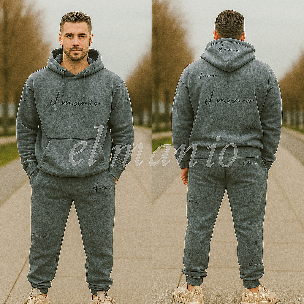 Men’s Terry Fleece Drop Shoulder Hoodie Set – (400 GSM, M–XL) - El Manio