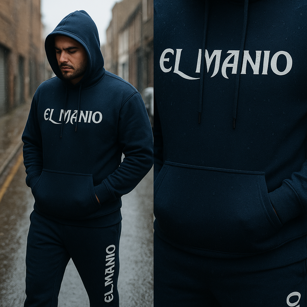 Men’s Terry Fleece Drop Shoulder Hoodie Set – NAVY BLUE (400 GSM, M–XL) - El Manio