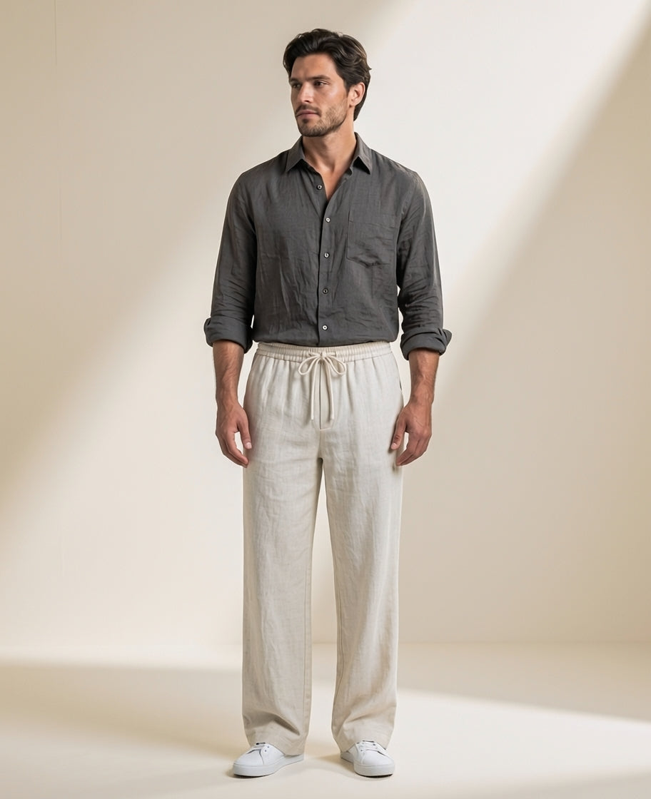 BUY ANY 2 SETS FOR JUST 167AED  SATIN CRINKLE SHIRT x PREMIUM LINEN VISCOSE TROUSERS