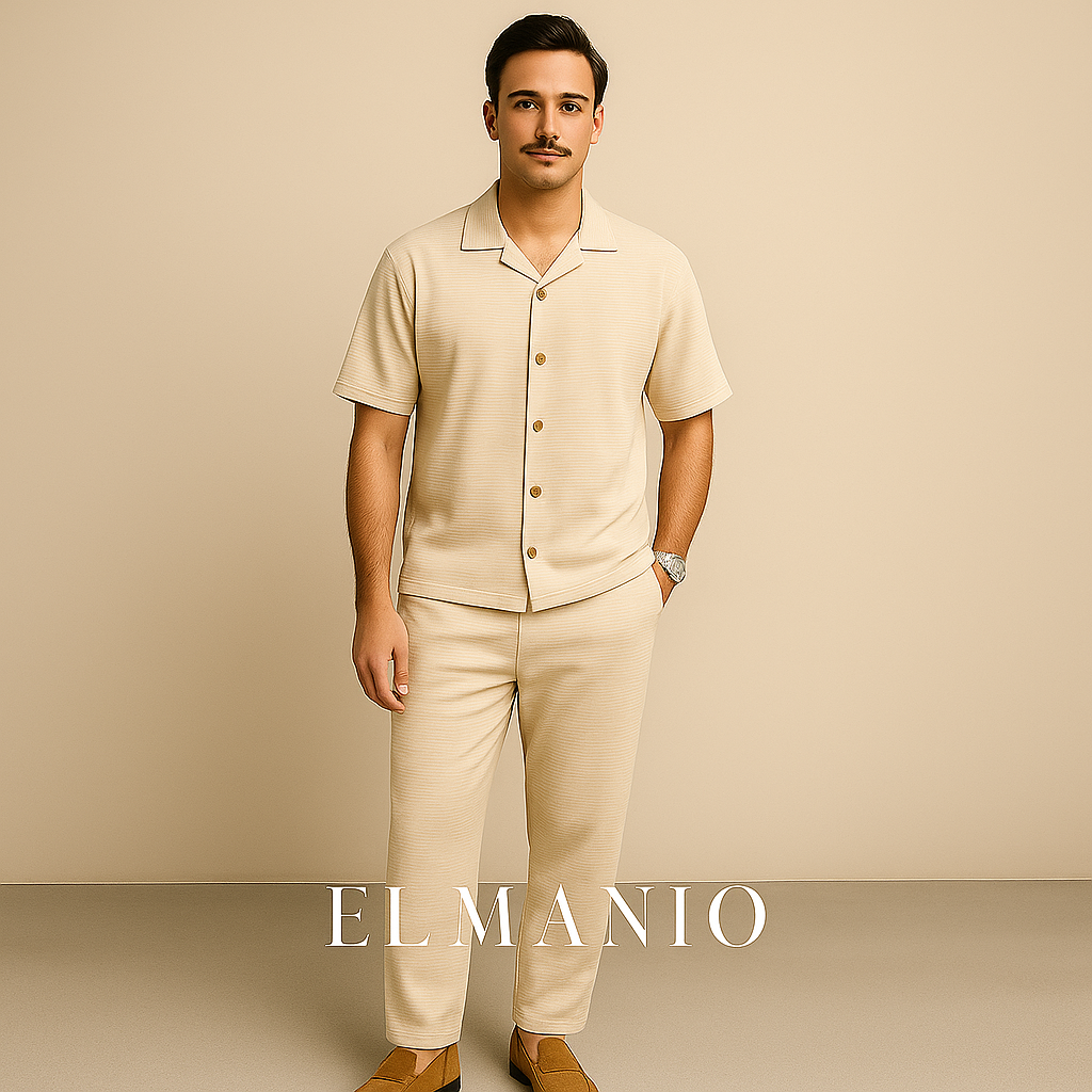 Men Solid Color Summer 2pc with EL MANIO printed Comfortable Versatile Outfit (FREE DELIVERY) - El Manio