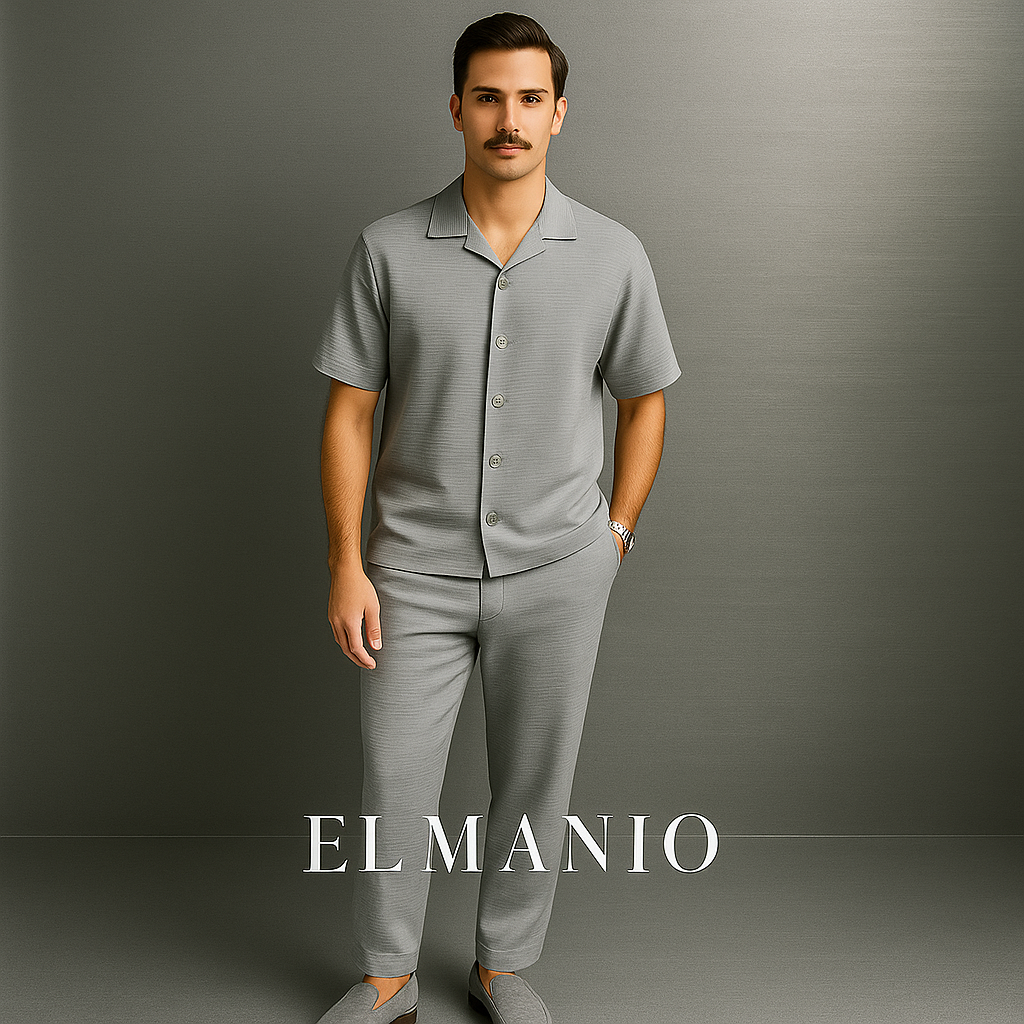 Men Solid Color Summer 2pc with EL MANIO printed Comfortable Versatile Outfit (FREE DELIVERY) - El Manio