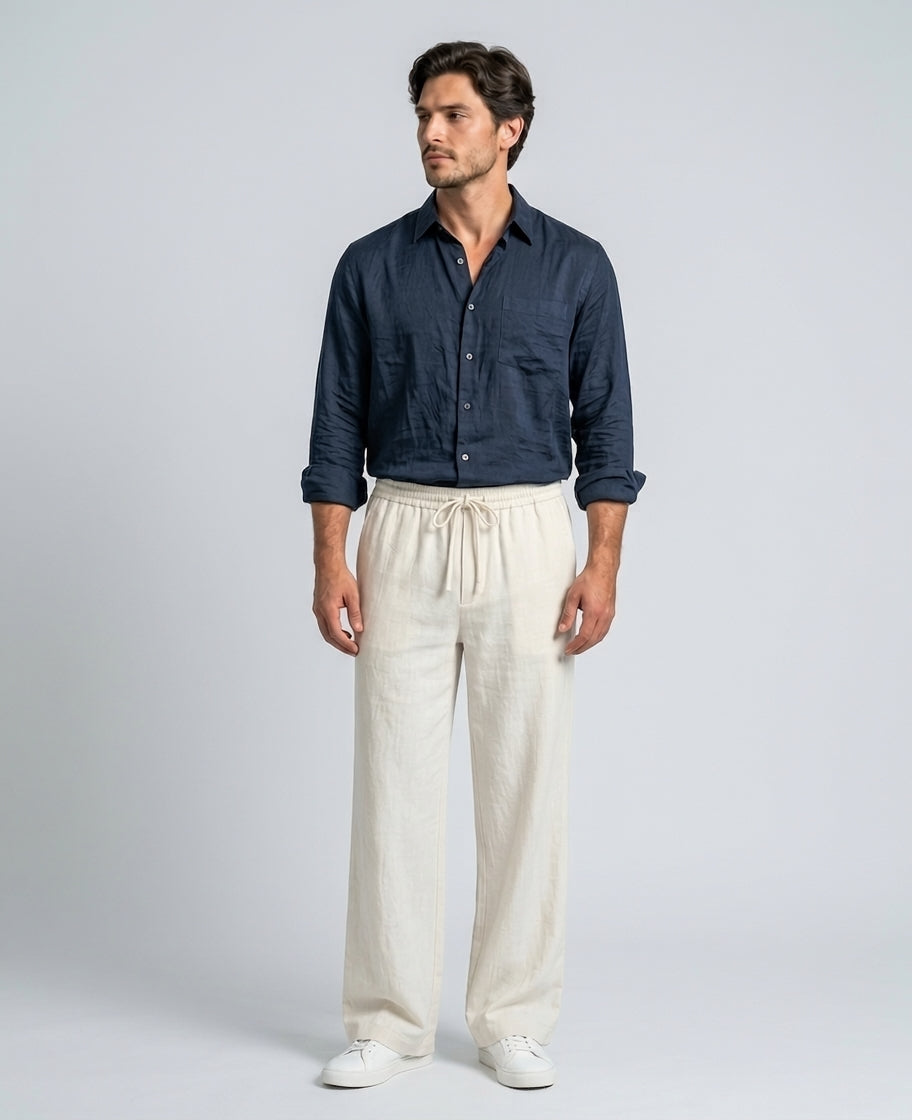 BUY ANY 2 SETS FOR JUST 167AED  SATIN CRINKLE SHIRT x PREMIUM LINEN VISCOSE TROUSERS