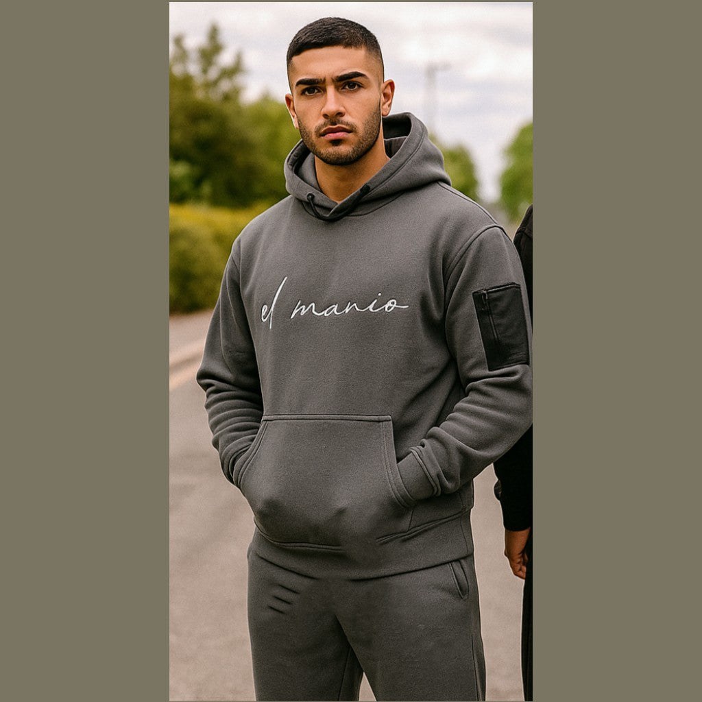 Men’s Terry Fleece Drop Shoulder Hoodie Set WITH PARACHUTE POCKET ON HOODIE ARM 👉 Order Now | COD Available