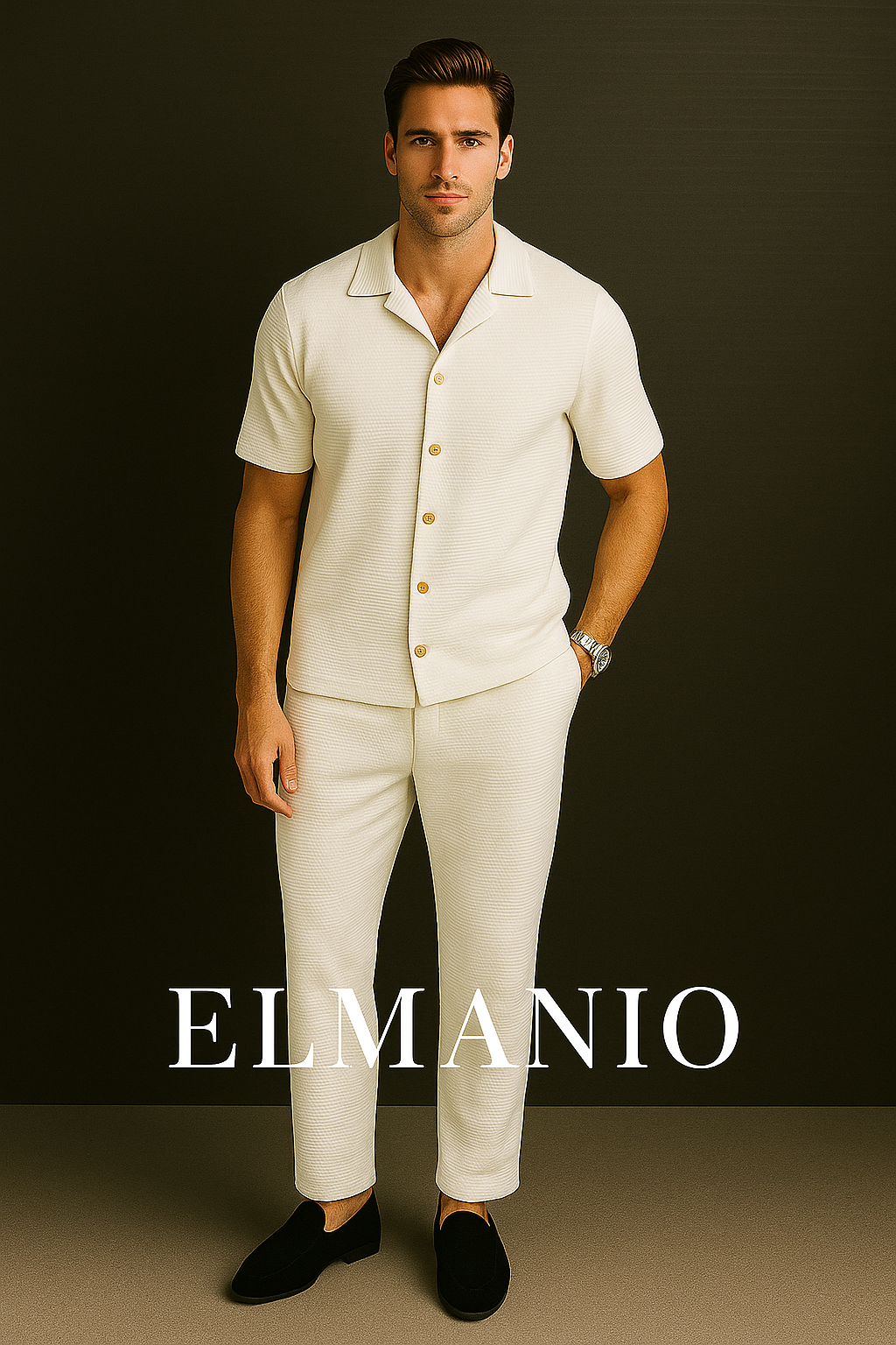 Men Solid Color Summer 2pc with EL MANIO printed Comfortable Versatile Outfit (FREE DELIVERY) - El Manio