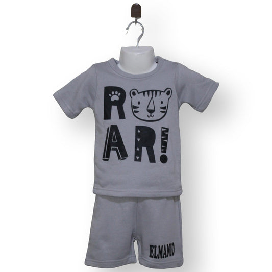 Kids 2pc Casual Co Ord Set, ROAR Print Comfy Summer Clothes