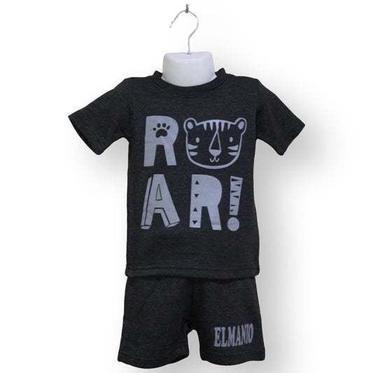 Kids 2pc Casual Co Ord Set, ROAR Print Comfy Summer Clothes