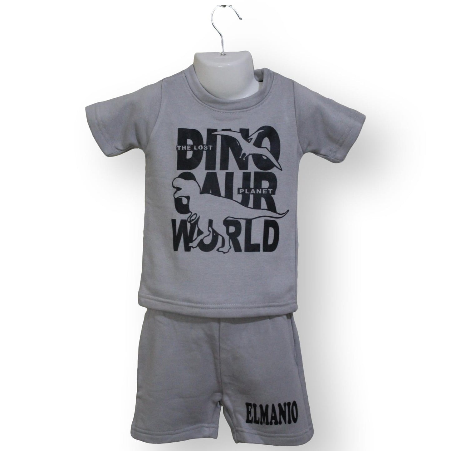 Trendy Dino World Print Kids 2pcs Cool & Comfy Summer Outfits For Outdoor Activities