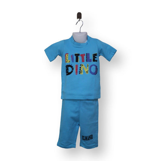 Kids Little Dino Print 2pc Casual Outfits For Summers Tee with long shorts