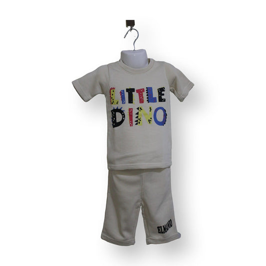 Kids Little Dino Print 2pc Casual Outfits For Summers Tee with long shorts