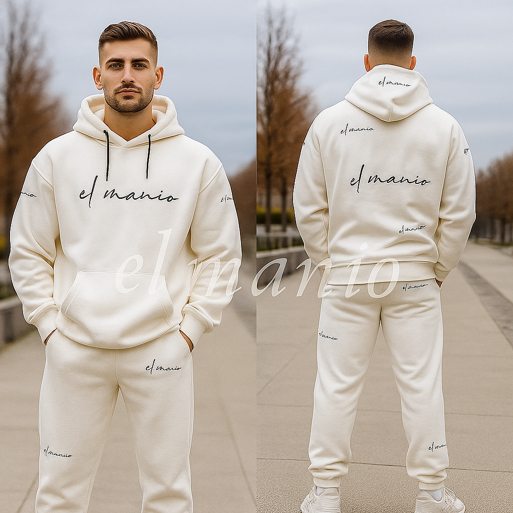 Men’s Terry Fleece Drop Shoulder Hoodie Set – (400 GSM, M–XL) - El Manio