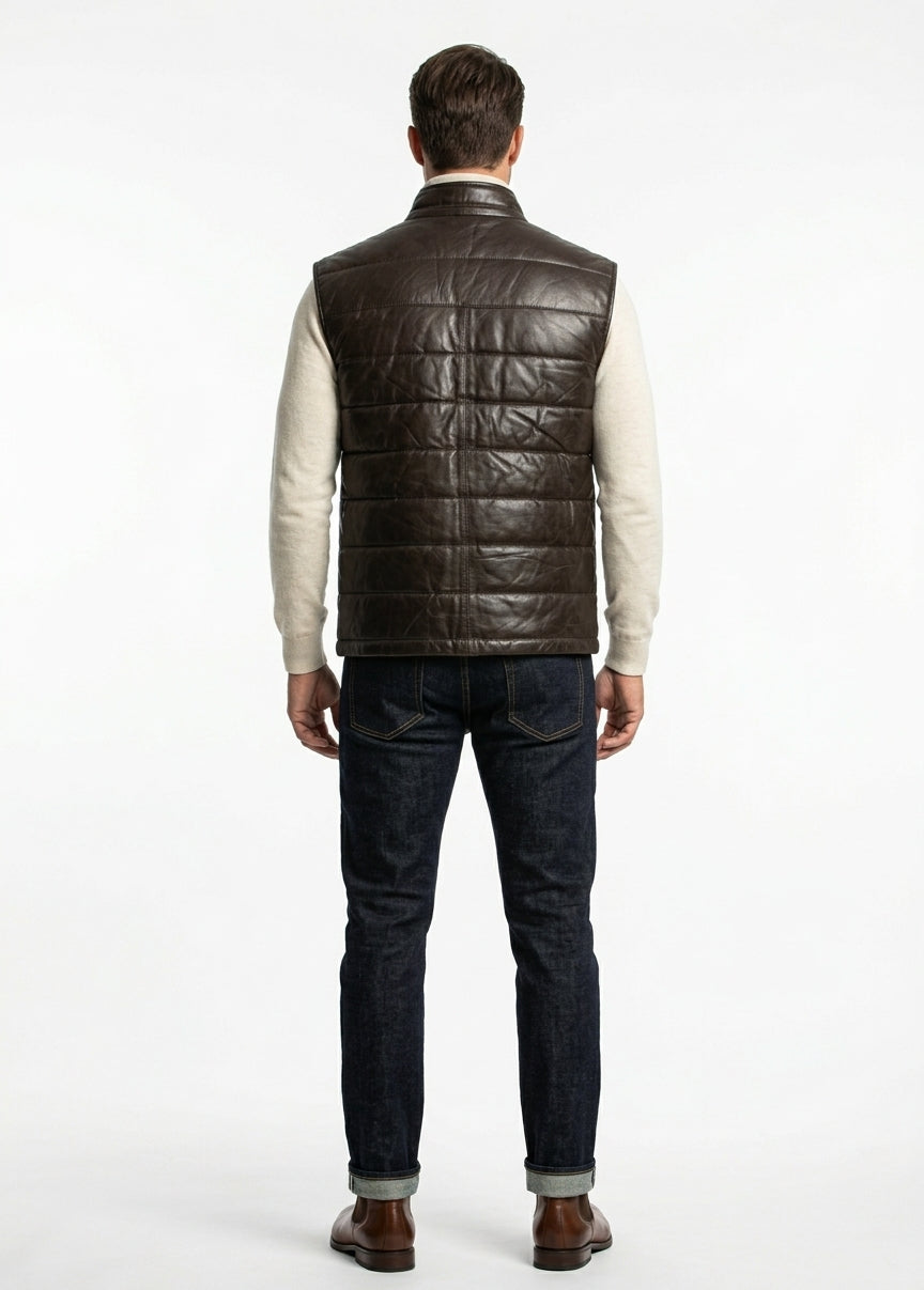 The Chronos Quilted Luxury Gilet (Dark Chocolate)  Premium Sheepskin
