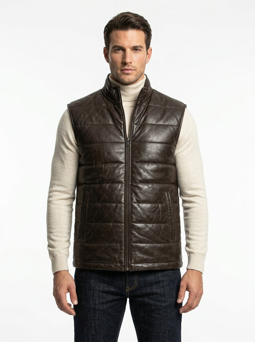 The Chronos Quilted Luxury Gilet (Dark Chocolate)  Premium Sheepskin