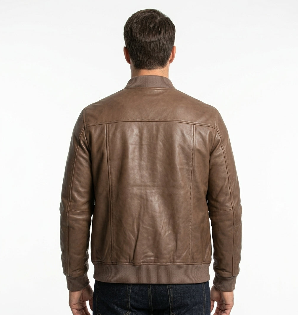 The Volante 50g Padded Leather Bomber (Tan)  Premium Sheepskin