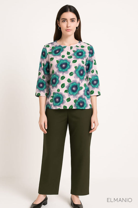 Chic floral linen top paired with comfy pants — your everyday style, elevated! - El Manio